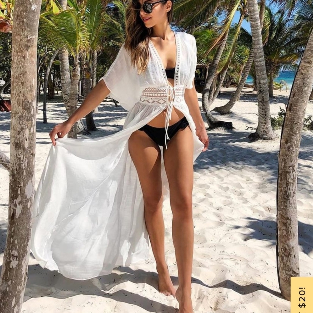 Lulus white front tie swimsuit cover up